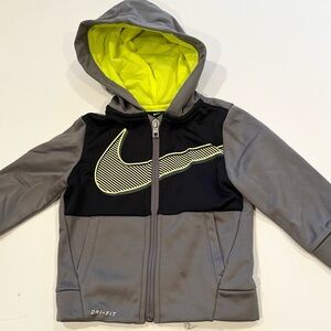 12 Month Toddler Nike Black, Gray, Neon Yellow Zip Up Jacket